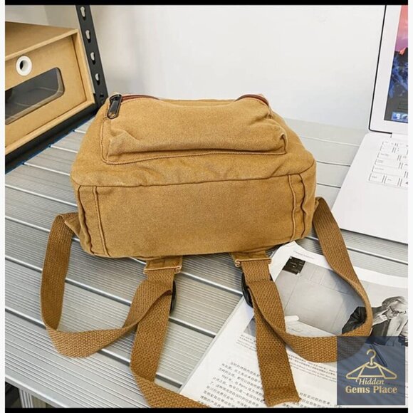 Mini Canvas Backpack Purse with Multiple Pockets, Lightweight Daypack main image 4